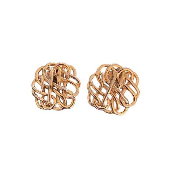 Vintage Abstract Wavy Spirals Gold Tone Clips Shoes Scarves Versatile  1.5” - Picture 1 of 3